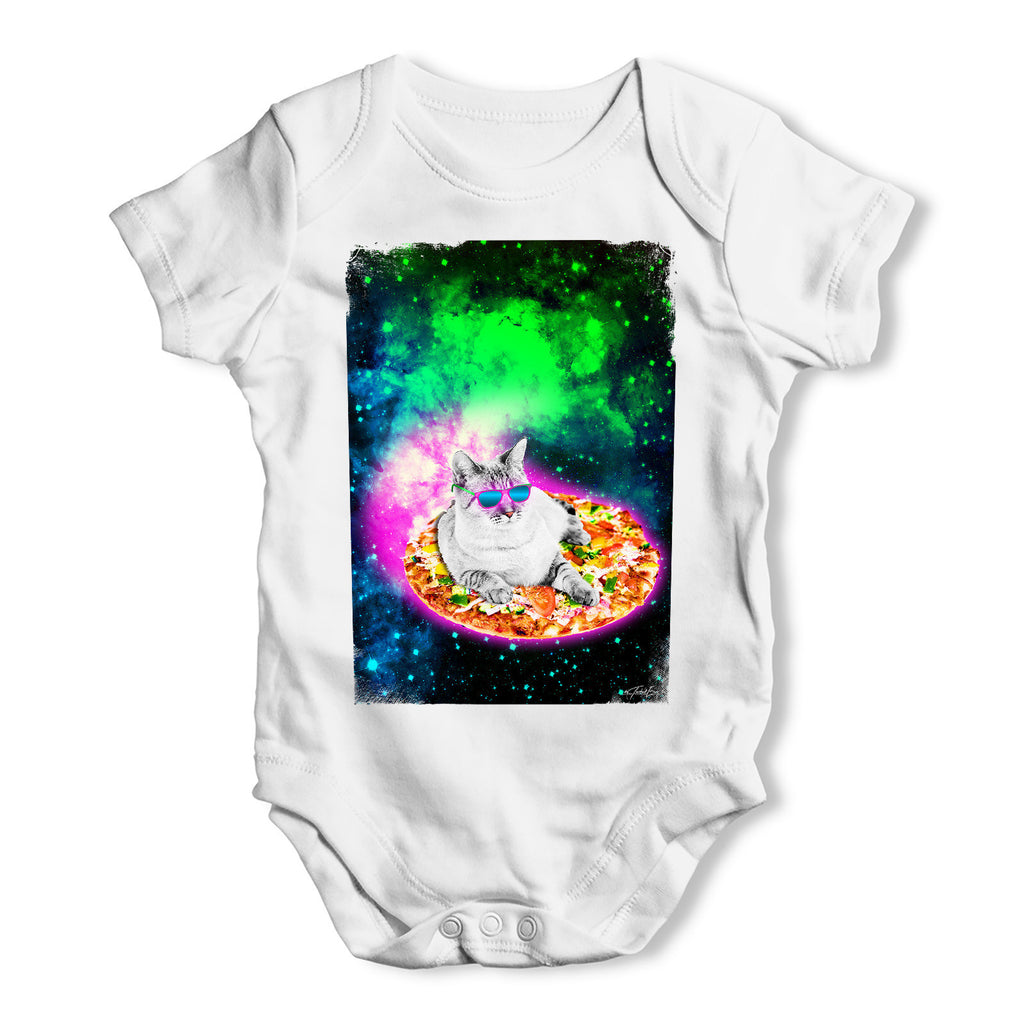 Surfing Pizza Cat In Space Baby Grow Bodysuit