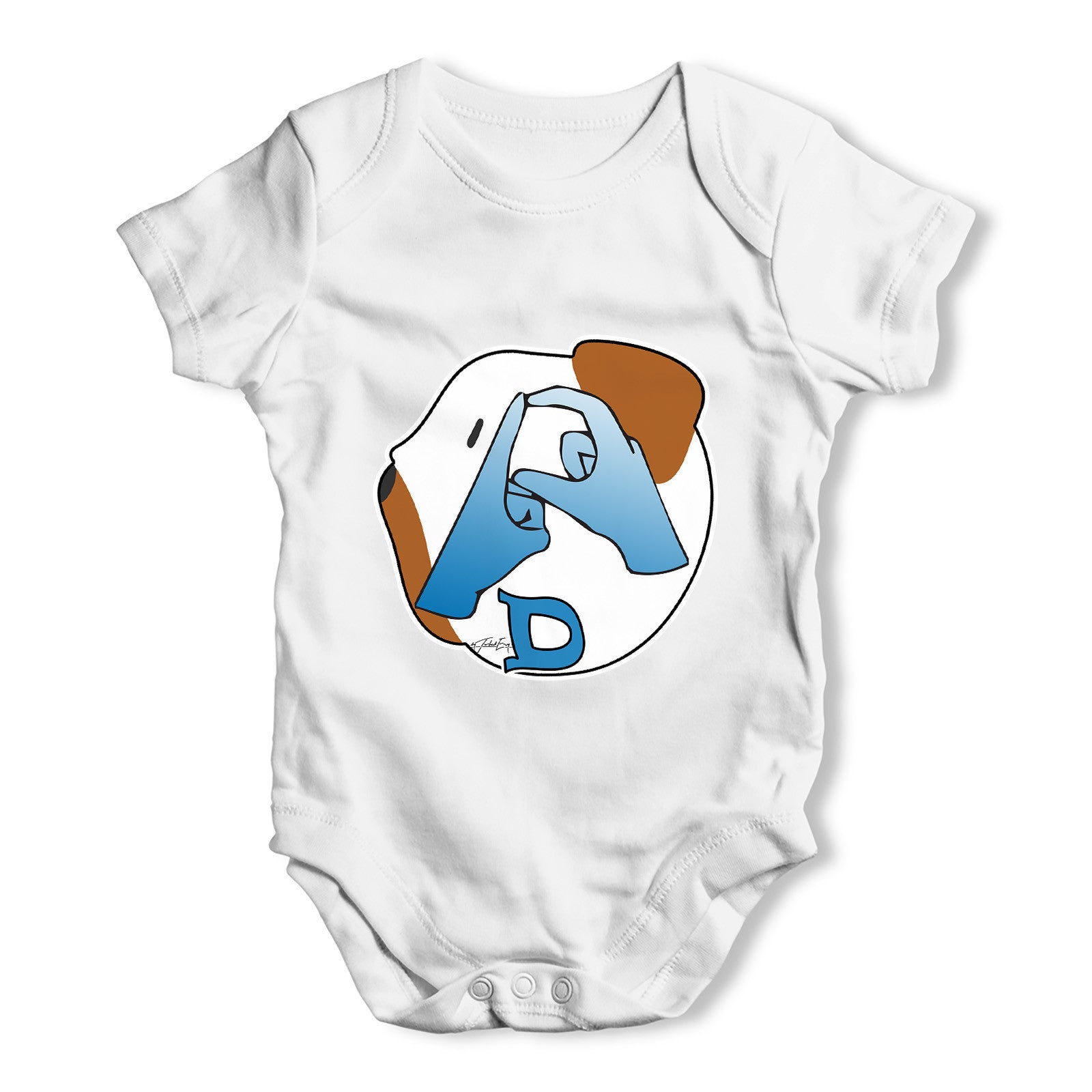 Sign Language Letter D Baby Grow Bodysuit