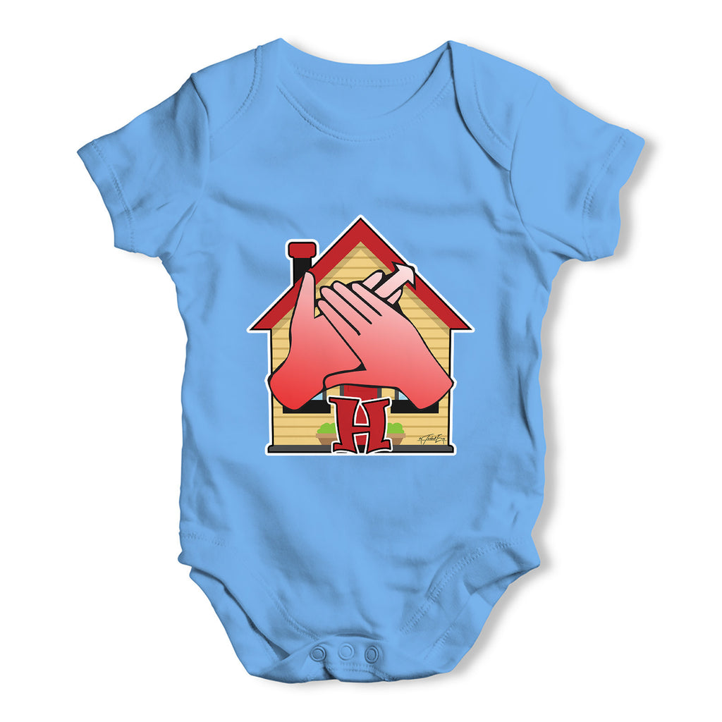 Sign Language Letter H Baby Grow Bodysuit