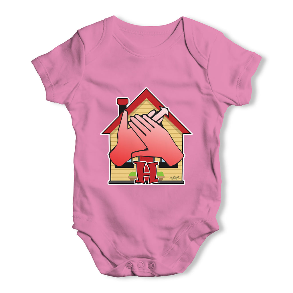 Sign Language Letter H Baby Grow Bodysuit