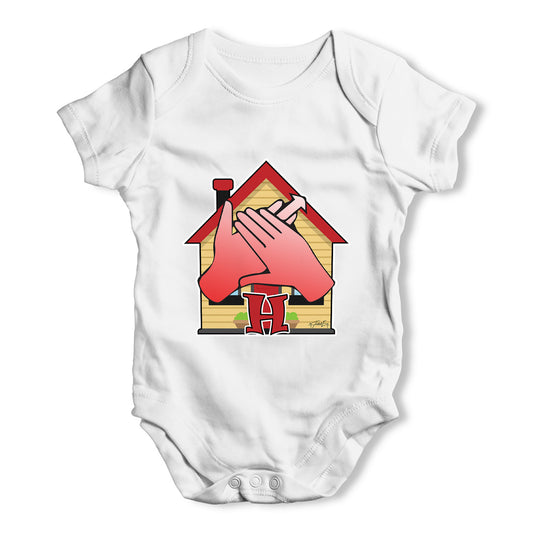 Sign Language Letter H Baby Grow Bodysuit