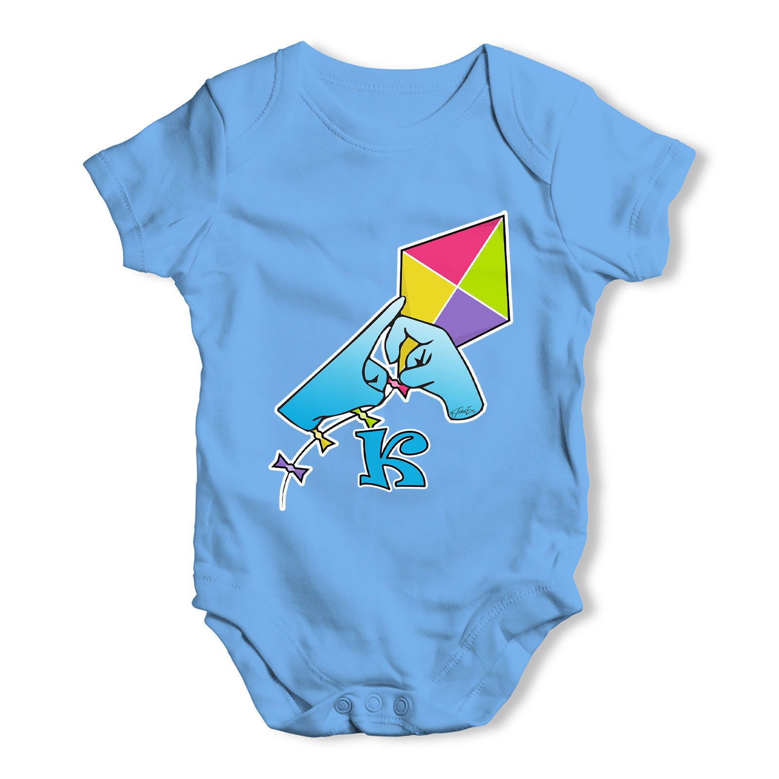 Sign Language Letter K Baby Grow Bodysuit