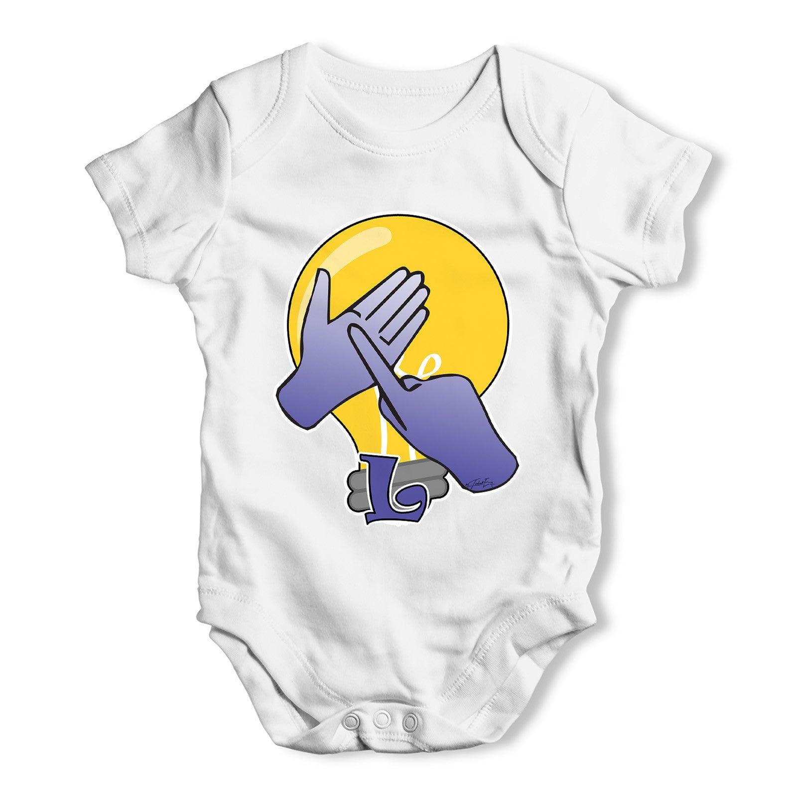 Sign Language Letter L Baby Grow Bodysuit