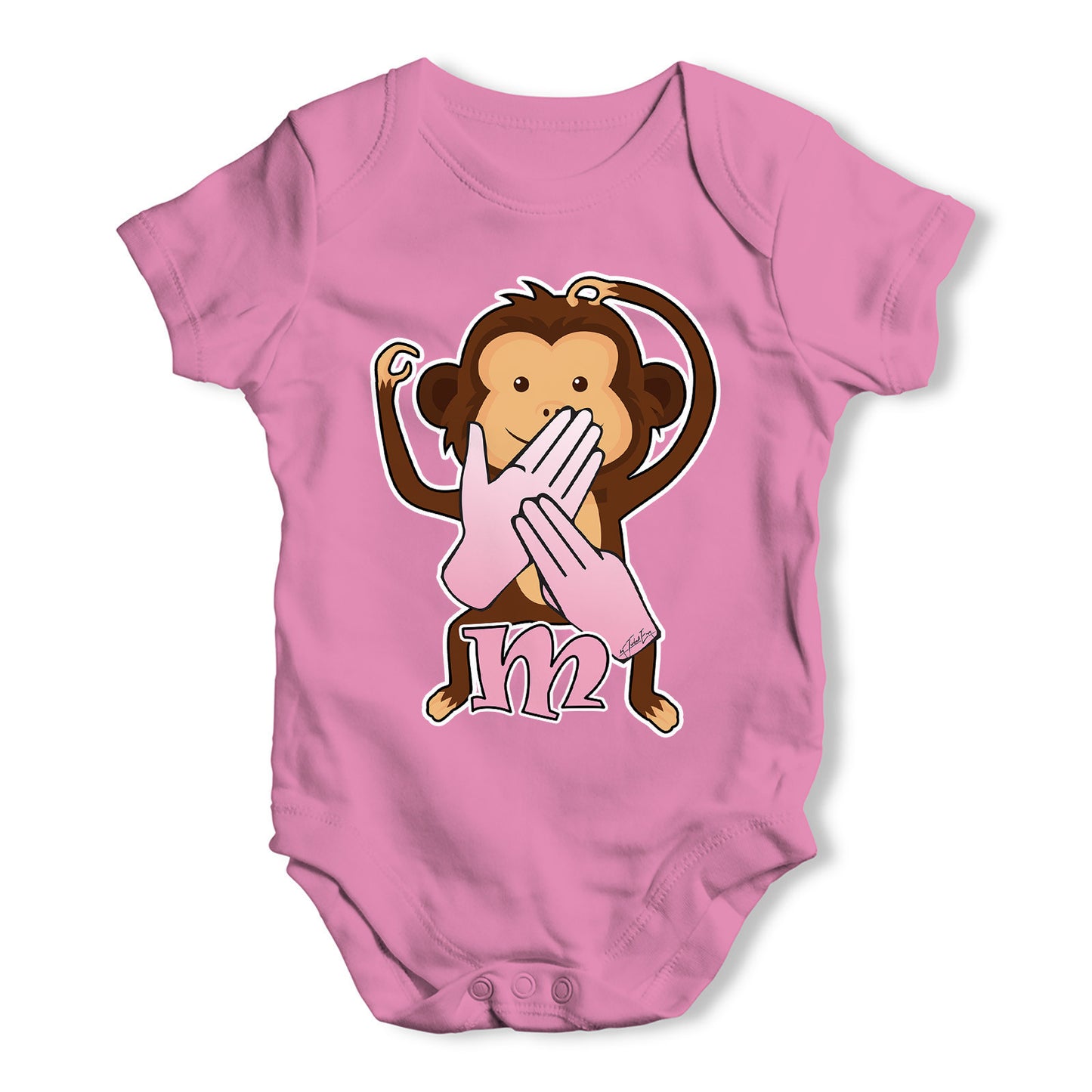 Sign Language Letter M Baby Grow Bodysuit