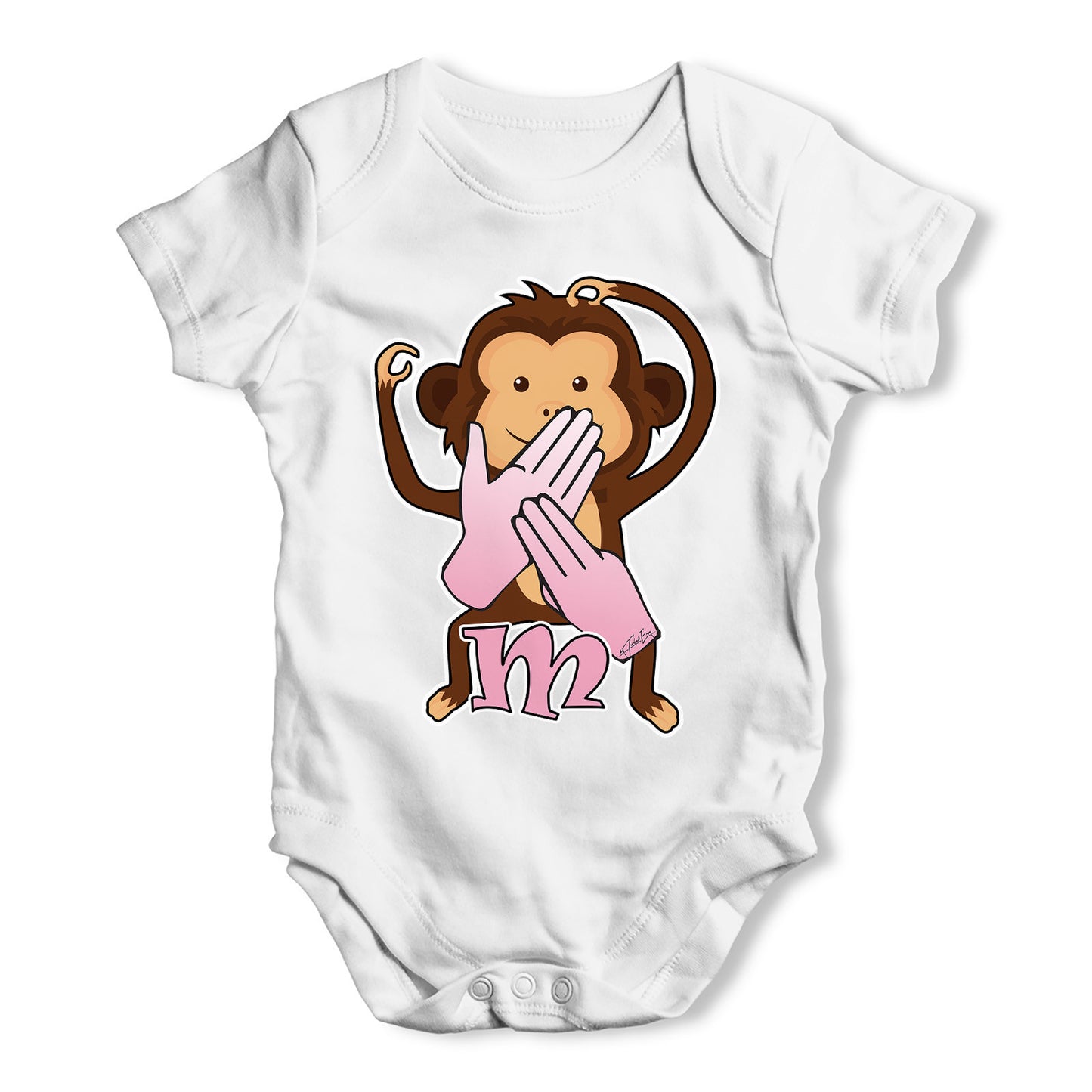 Sign Language Letter M Baby Grow Bodysuit