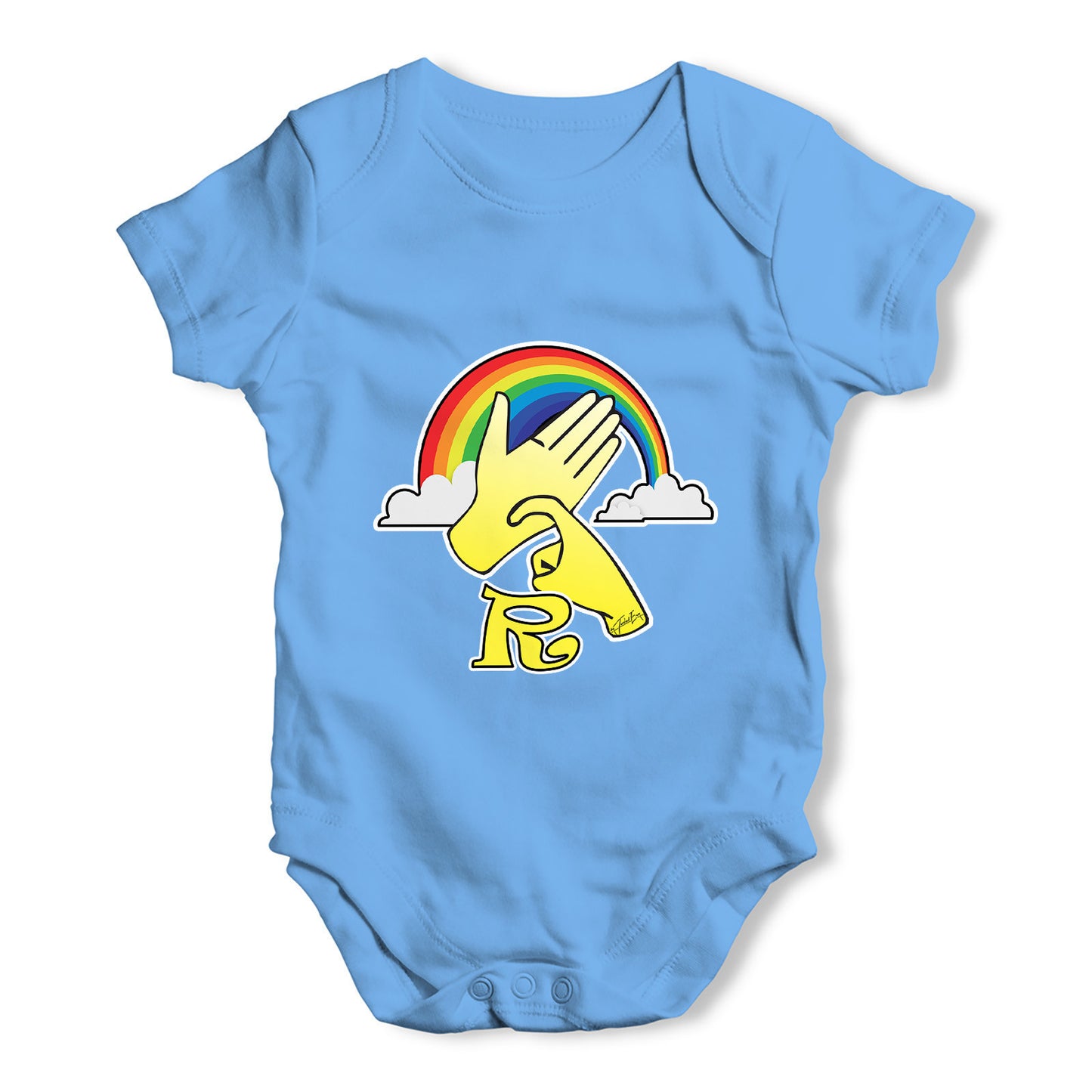 Sign Language Letter R Baby Grow Bodysuit