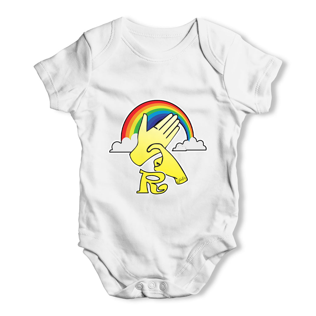 Sign Language Letter R Baby Grow Bodysuit