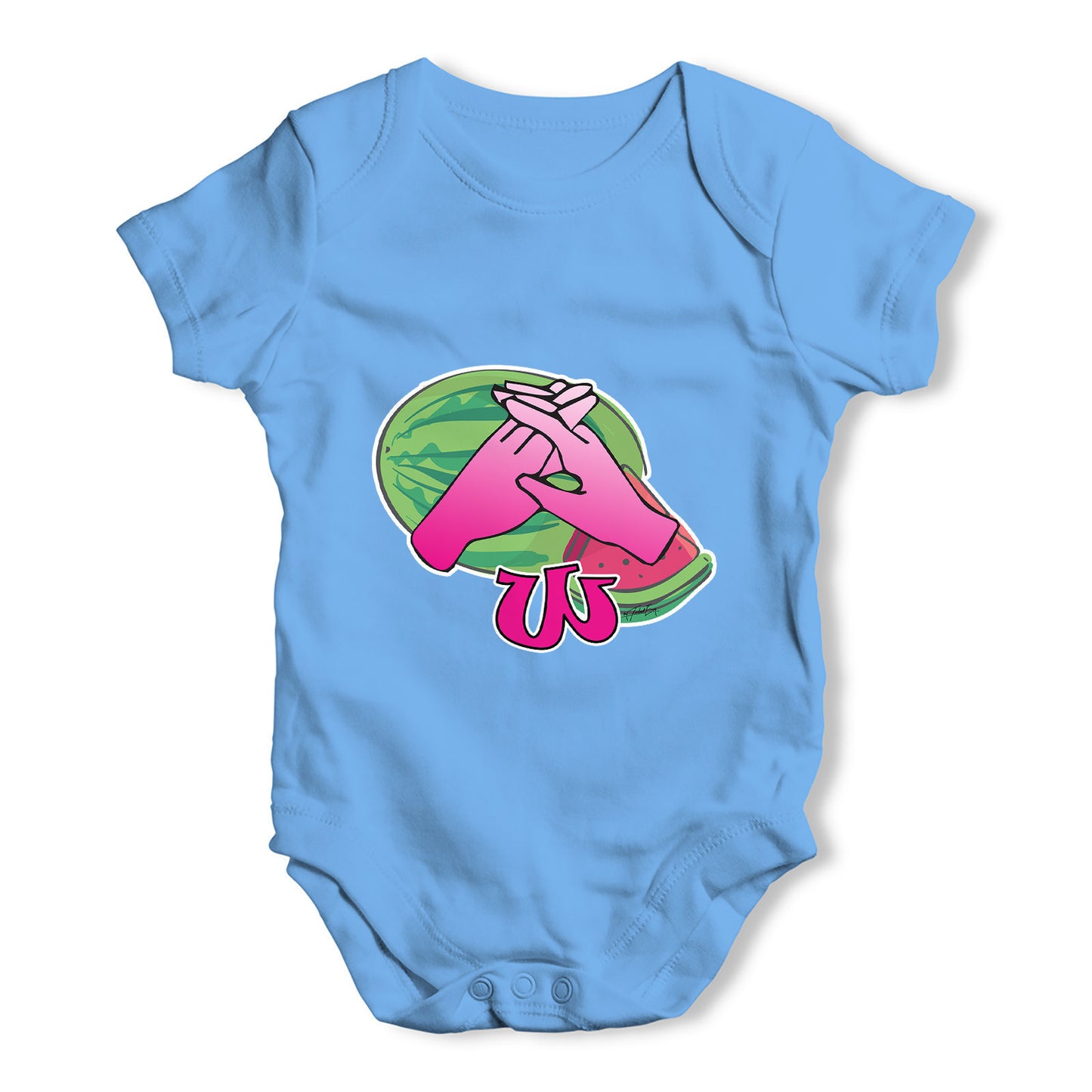 Sign Language Letter W Baby Grow Bodysuit