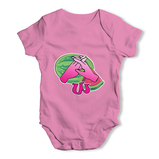 Sign Language Letter W Baby Grow Bodysuit