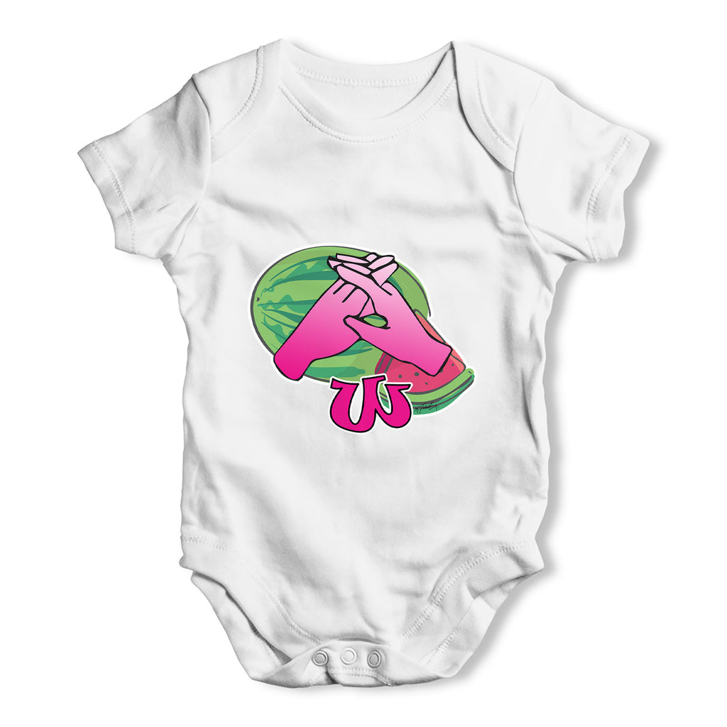 Sign Language Letter W Baby Grow Bodysuit