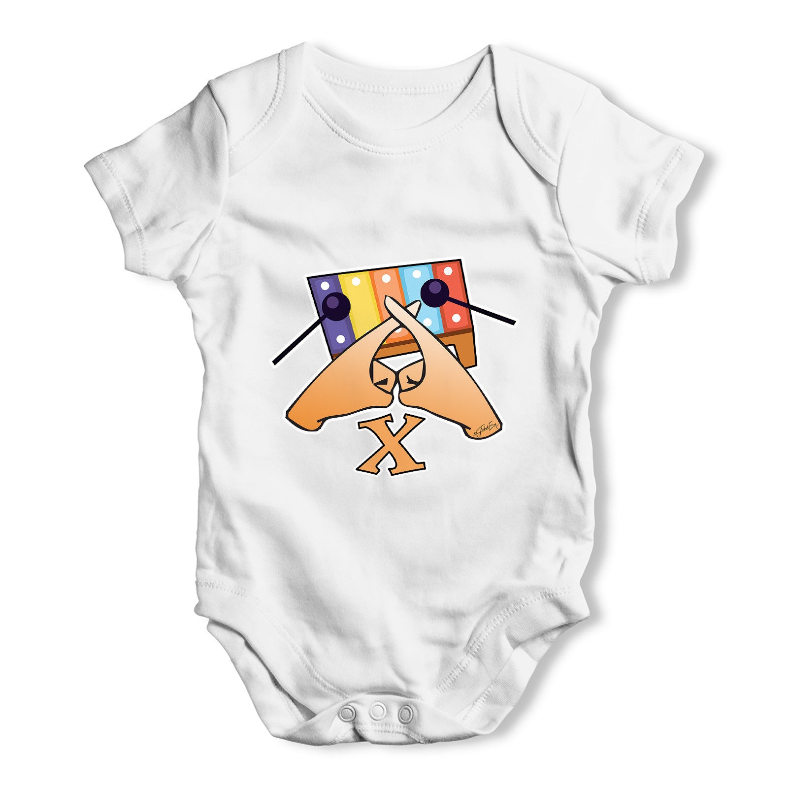 Sign Language Letter X Baby Grow Bodysuit