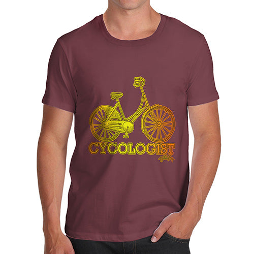 Novelty Tshirts Men Funny Cycologist Men's T-Shirt Large Burgundy