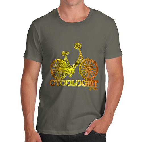 Funny T-Shirts For Guys Cycologist Men's T-Shirt Medium Khaki