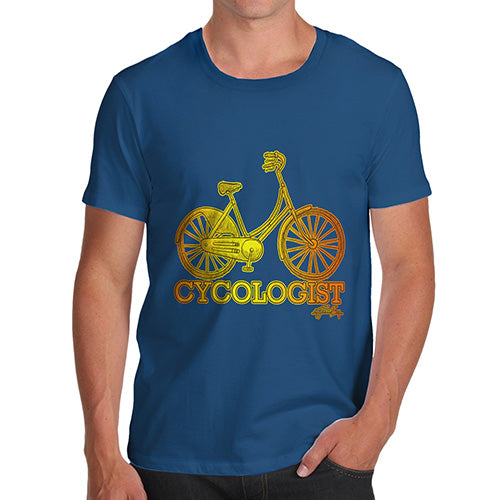 Funny Tee Shirts For Men Cycologist Men's T-Shirt Large Royal Blue