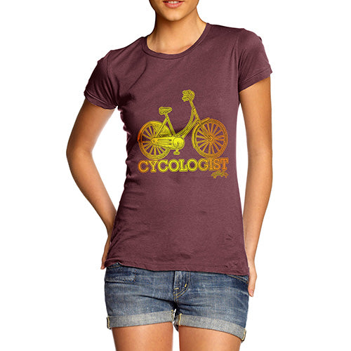 Funny Tee Shirts For Women Cycologist Women's T-Shirt X-Large Burgundy