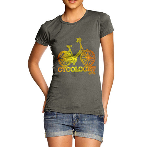 Womens Funny Sarcasm T Shirt Cycologist Women's T-Shirt X-Large Khaki