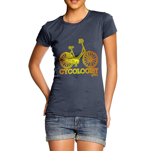 Womens Funny Sarcasm T Shirt Cycologist Women's T-Shirt Large Navy