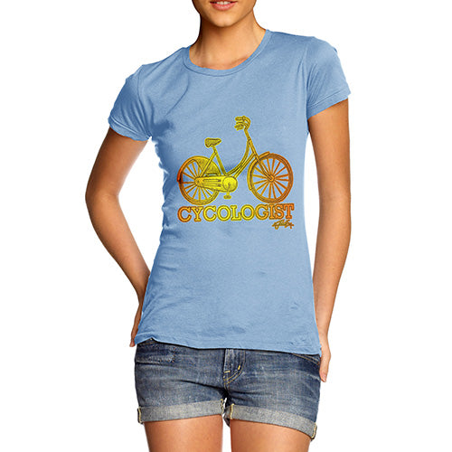 Novelty Tshirts Women Cycologist Women's T-Shirt X-Large Sky Blue