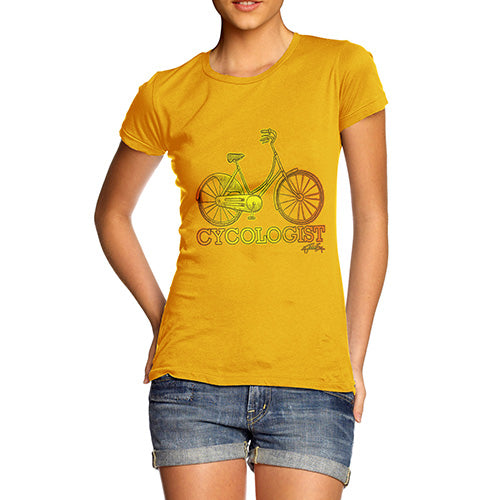 Womens T-Shirt Funny Geek Nerd Hilarious Joke Cycologist Women's T-Shirt Large Yellow
