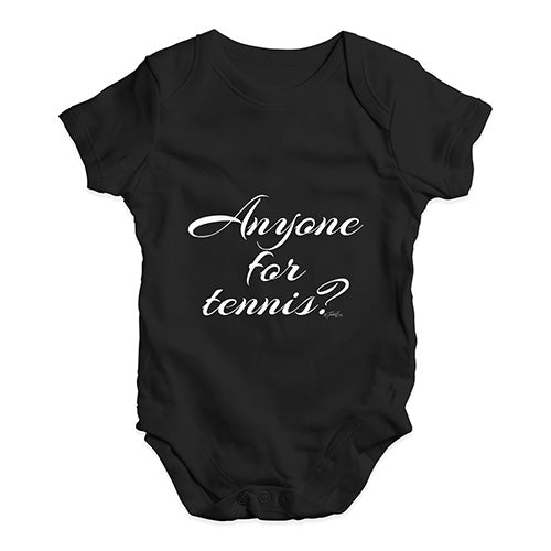 Funny Baby Onesies Anyone For Tennis? Baby Unisex Baby Grow Bodysuit 6-12 Months Black