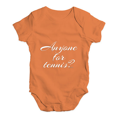 Baby Onesies Anyone For Tennis? Baby Unisex Baby Grow Bodysuit 12-18 Months Orange