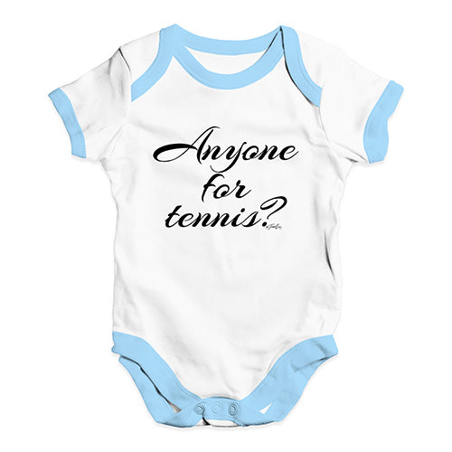 Bodysuit Baby Romper Anyone For Tennis? Baby Unisex Baby Grow Bodysuit 12-18 Months White Blue Trim