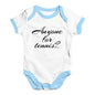 Bodysuit Baby Romper Anyone For Tennis? Baby Unisex Baby Grow Bodysuit 12-18 Months White Blue Trim