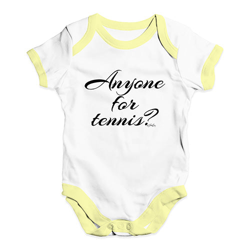 Baby Boy Clothes Anyone For Tennis? Baby Unisex Baby Grow Bodysuit 12-18 Months White Yellow Trim