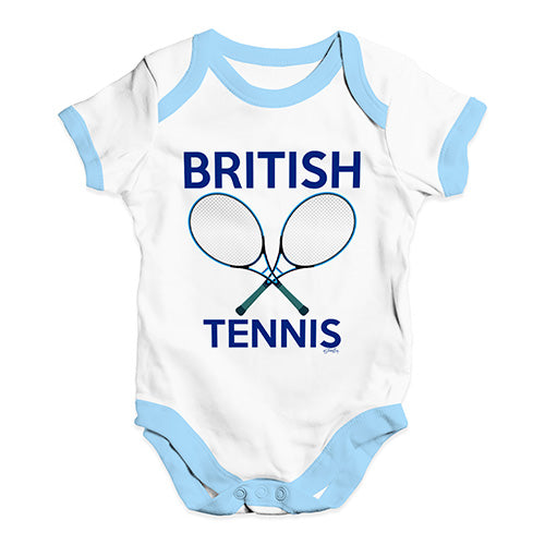 Baby Grow Baby Romper British Tennis Baby Unisex Baby Grow Bodysuit Newborn White Blue Trim