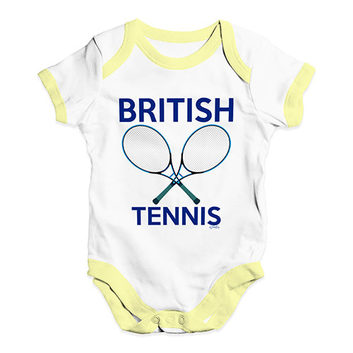 Funny Infant Baby Bodysuit Onesies British Tennis Baby Unisex Baby Grow Bodysuit 18-24 Months White Yellow Trim