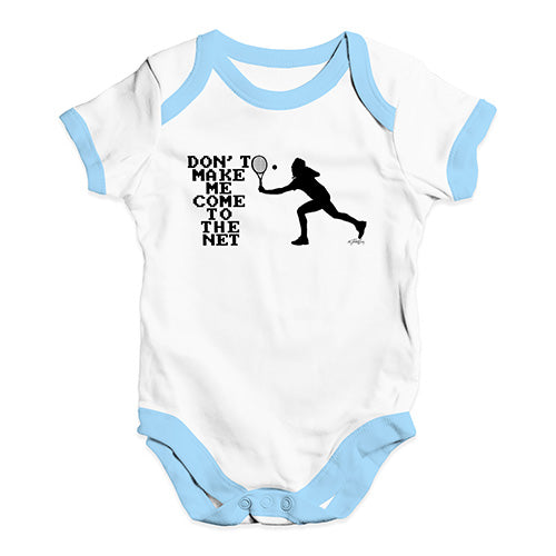 Funny Infant Baby Bodysuit Make Me Come To The Net Baby Unisex Baby Grow Bodysuit 3-6 Months White Blue Trim