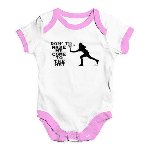 Baby Onesies Make Me Come To The Net Baby Unisex Baby Grow Bodysuit 6-12 Months White Pink Trim