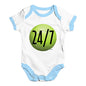 Funny Baby Bodysuits Tennis 24 Seven Baby Unisex Baby Grow Bodysuit 18-24 Months White Blue Trim