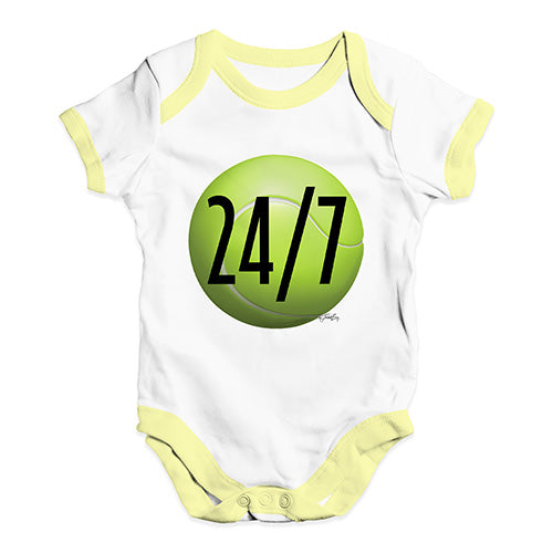 Funny Baby Clothes Tennis 24 Seven Baby Unisex Baby Grow Bodysuit 6-12 Months White Yellow Trim