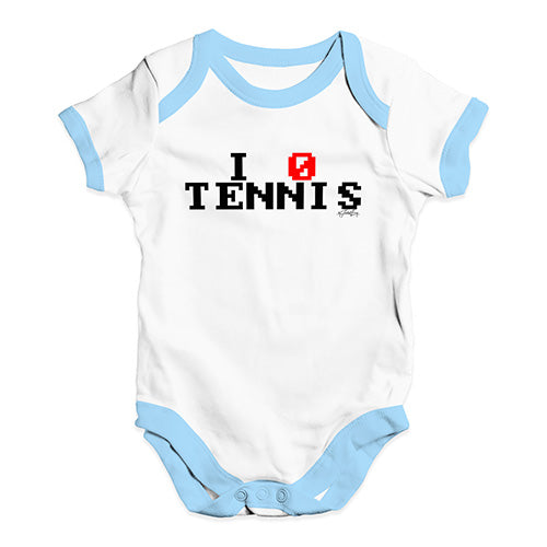 Funny Infant Baby Bodysuit I 0 Love Tennis Baby Unisex Baby Grow Bodysuit 18-24 Months White Blue Trim