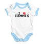 Funny Infant Baby Bodysuit I 0 Love Tennis Baby Unisex Baby Grow Bodysuit 18-24 Months White Blue Trim