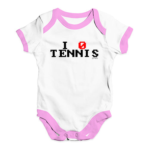 Funny Baby Clothes I 0 Love Tennis Baby Unisex Baby Grow Bodysuit 18-24 Months White Pink Trim