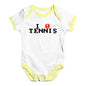 Baby Grow Baby Romper I 0 Love Tennis Baby Unisex Baby Grow Bodysuit 12-18 Months White Yellow Trim