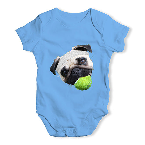 Funny Infant Baby Bodysuit Tennis Pug Baby Unisex Baby Grow Bodysuit 12-18 Months Blue