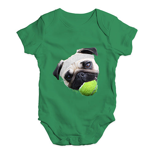 Babygrow Baby Romper Tennis Pug Baby Unisex Baby Grow Bodysuit 3-6 Months Green