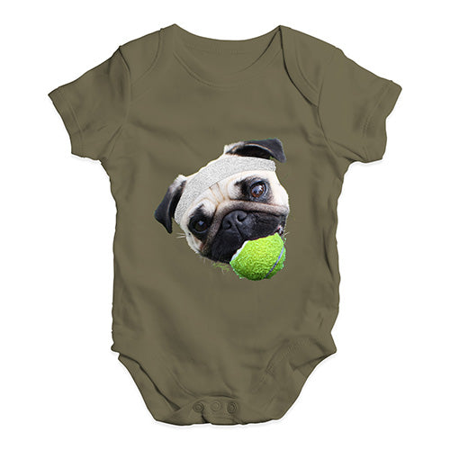 Funny Infant Baby Bodysuit Onesies Tennis Pug Baby Unisex Baby Grow Bodysuit 0-3 Months Khaki