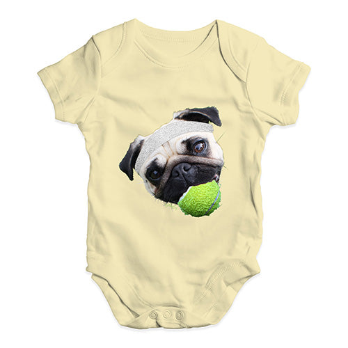 Funny Infant Baby Bodysuit Tennis Pug Baby Unisex Baby Grow Bodysuit 3-6 Months Lemon