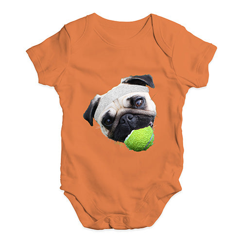 Funny Infant Baby Bodysuit Tennis Pug Baby Unisex Baby Grow Bodysuit 6-12 Months Orange