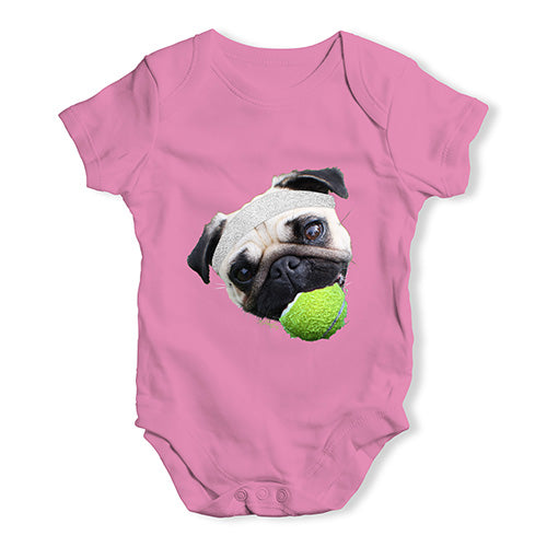 Babygrow Baby Romper Tennis Pug Baby Unisex Baby Grow Bodysuit 6-12 Months Pink
