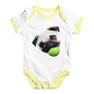 Funny Infant Baby Bodysuit Tennis Pug Baby Unisex Baby Grow Bodysuit Newborn White Yellow Trim