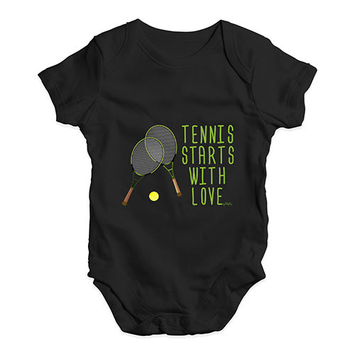 Funny Infant Baby Bodysuit Tennis Starts With Love Baby Unisex Baby Grow Bodysuit 3-6 Months Black