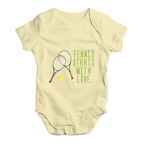 Bodysuit Baby Romper Tennis Starts With Love Baby Unisex Baby Grow Bodysuit 0-3 Months Lemon