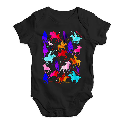 Baby Grow Baby Romper Polo Rainbow Collage Baby Unisex Baby Grow Bodysuit 12-18 Months Black