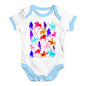 Bodysuit Baby Romper Polo Rainbow Collage Baby Unisex Baby Grow Bodysuit 12-18 Months White Blue Trim