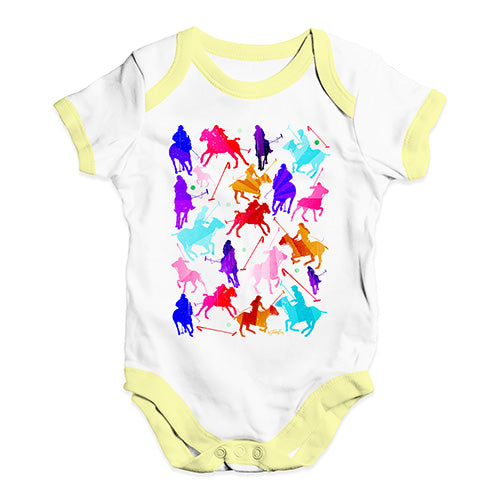 Cute Infant Bodysuit Polo Rainbow Collage Baby Unisex Baby Grow Bodysuit 6-12 Months White Yellow Trim